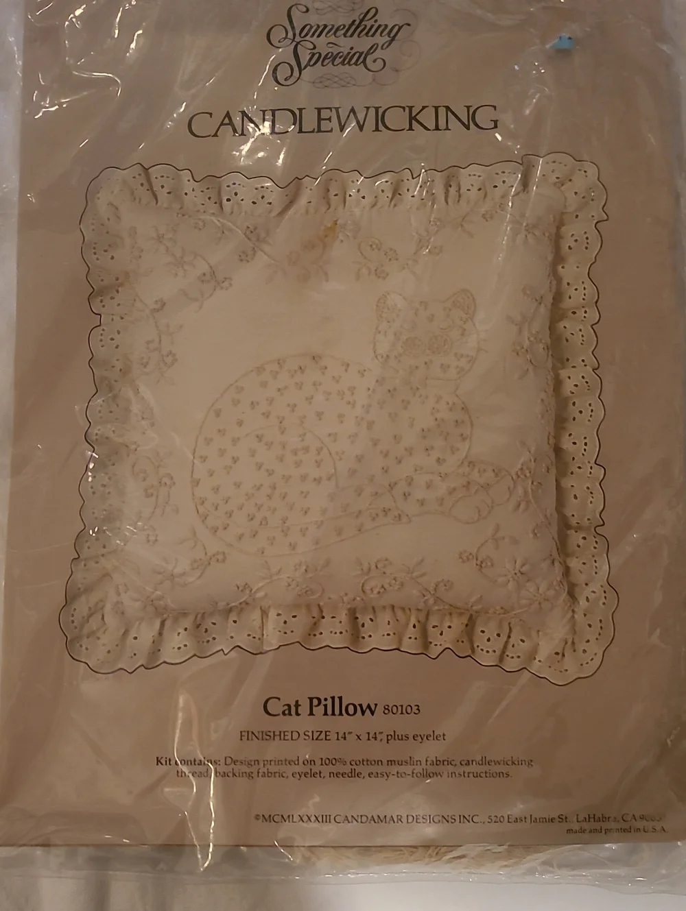 Something Special Cat Pillow Cross Stitch, NWT Needle Sew Yarn